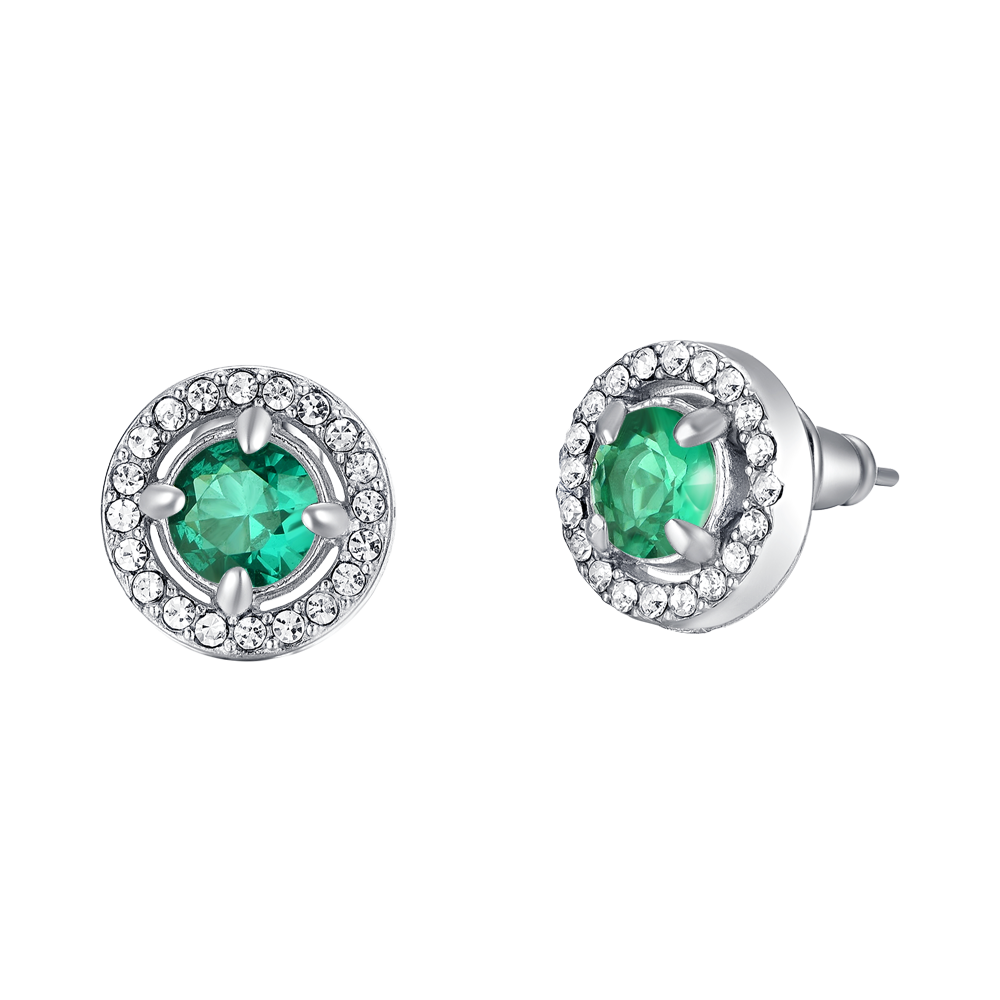 GREEN ZIRCON STEEL WOMEN EARRINGS