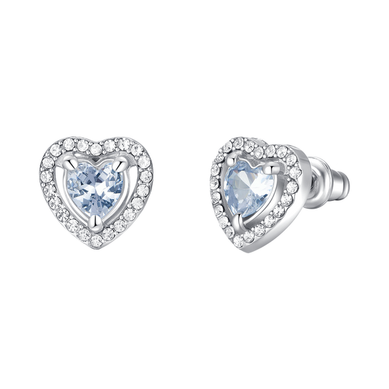 WOMEN'S STEEL HEART EARRINGS WHITE CUBIC ZIRCONIA