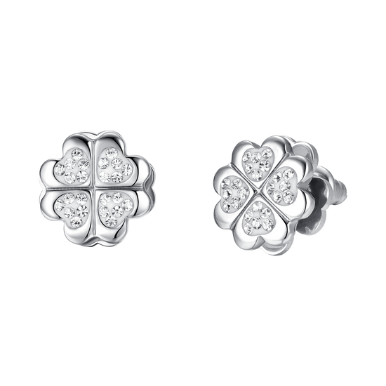 WOMEN'S STEEL FOUR-LEAF CLOVER SWIVEL EARRINGS
