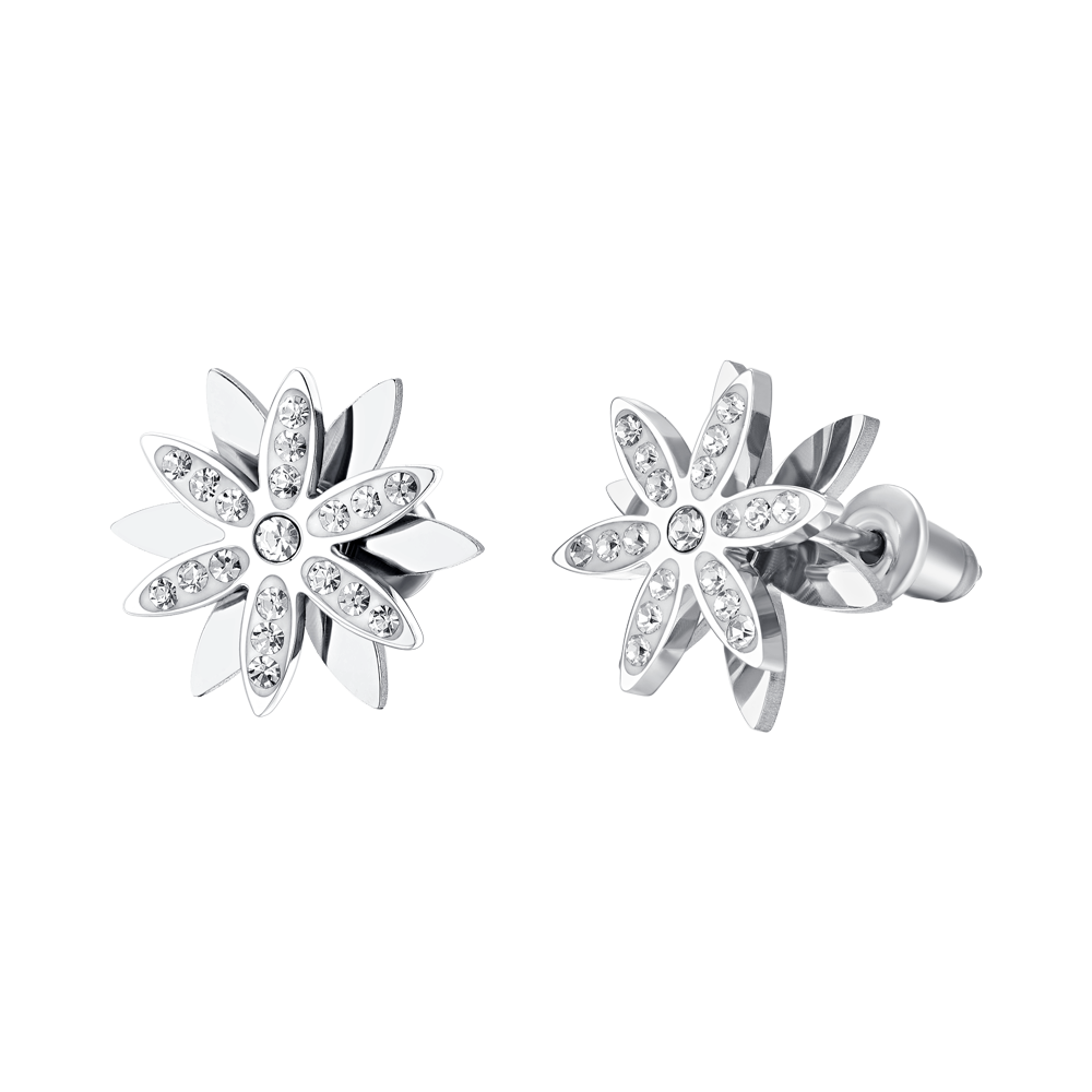 WOMEN'S STEEL FLOWER OF LIFE SWIVEL EARRINGS