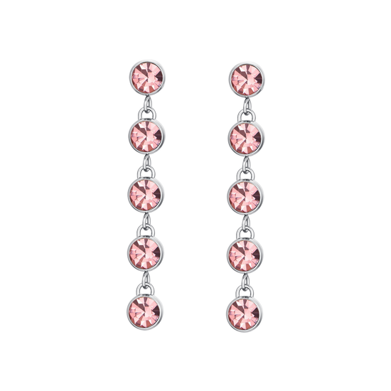 WOMEN'S STEEL EARRINGS PINK CRYSTALS