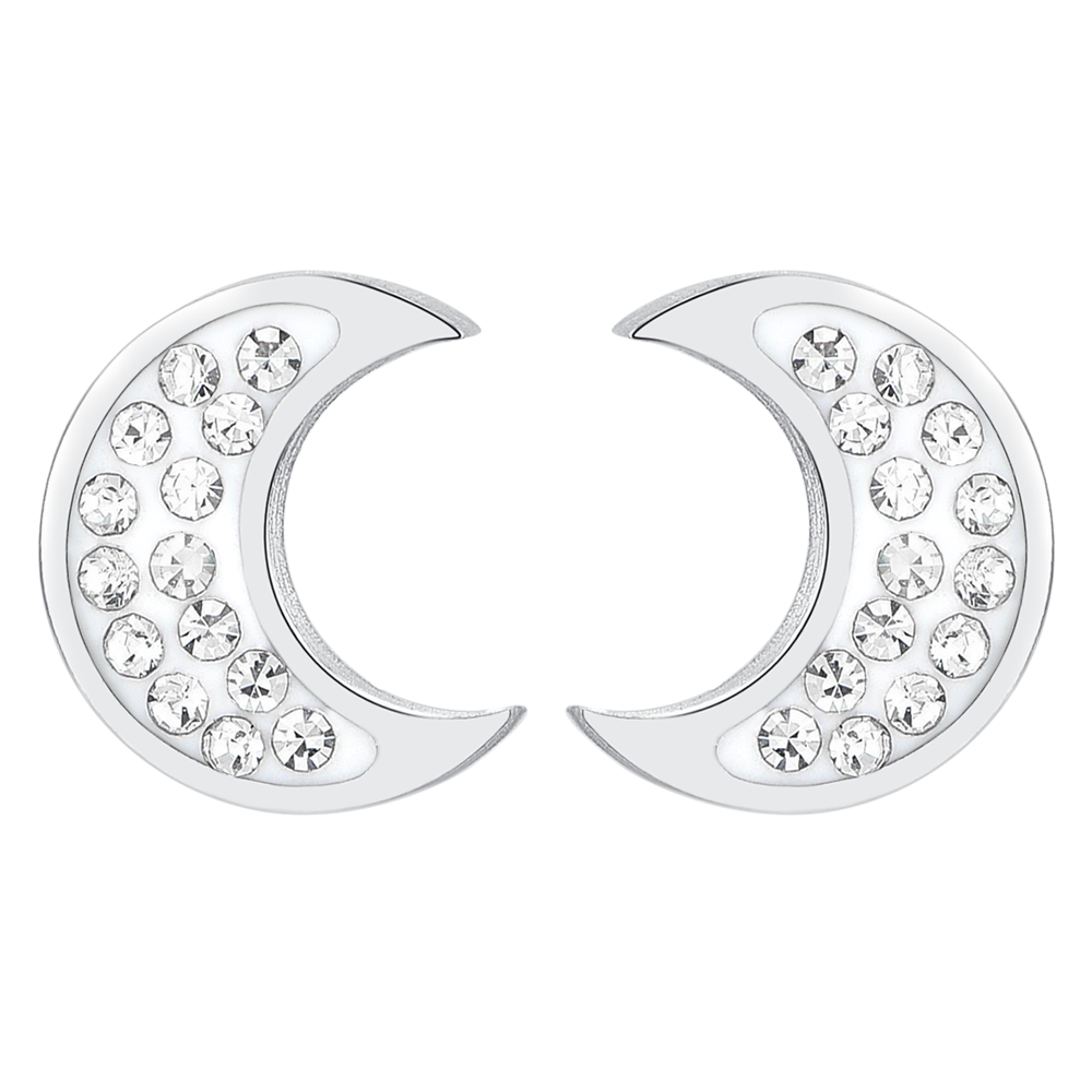 ORECCHINI DONNA IN ACCIAIO LUNA E CRISTALLI