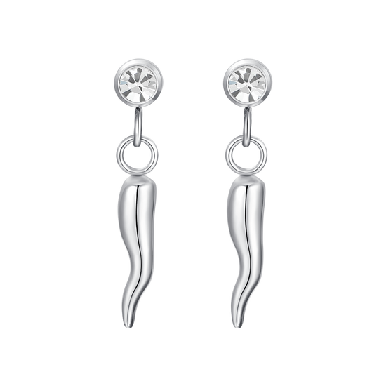 ORECCHINI DONNA IN ACCIAIO CORNO E ZIRCONE