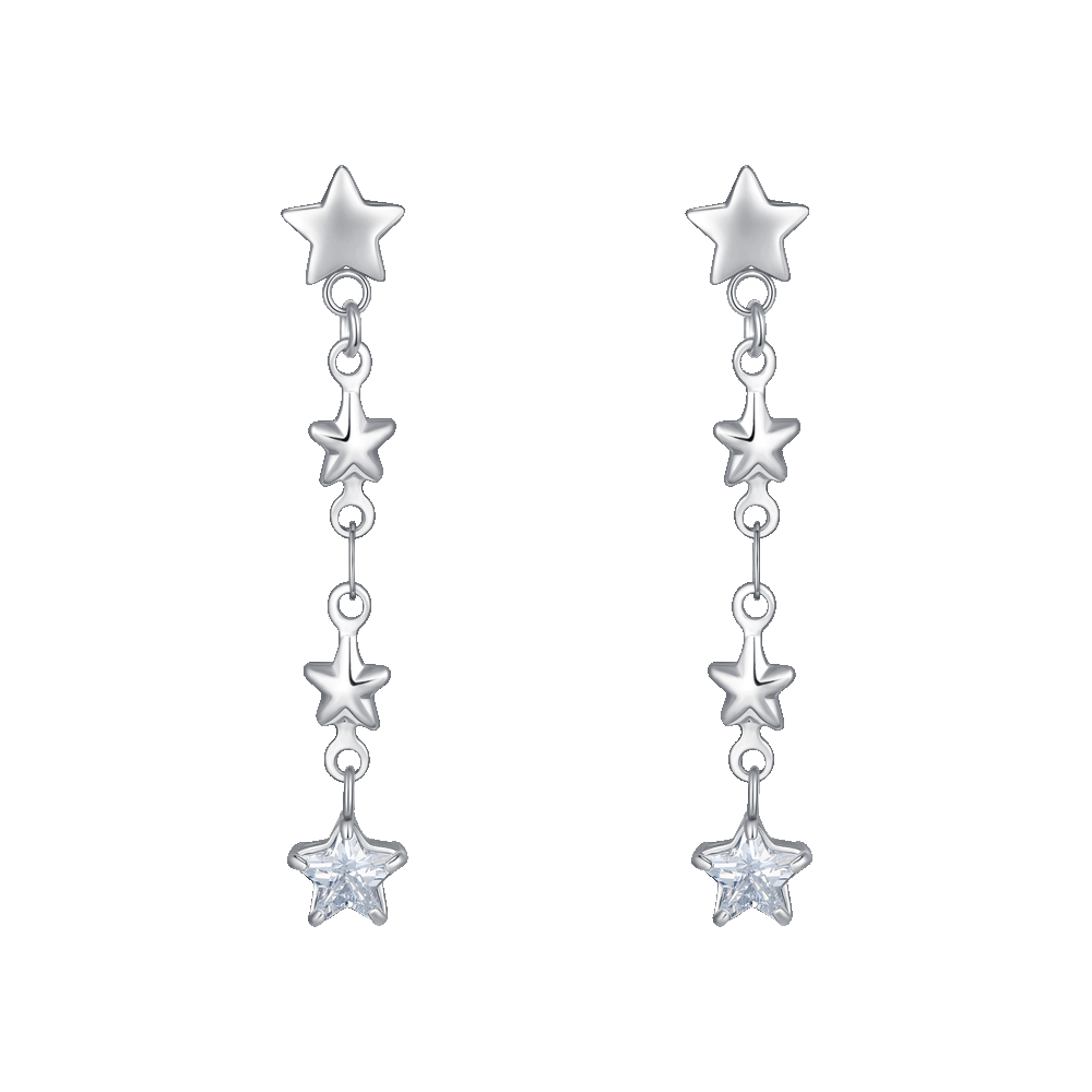 ORECCHINI DONNA IN ACCIAIO STELLE E ZIRCONI BIANCHI