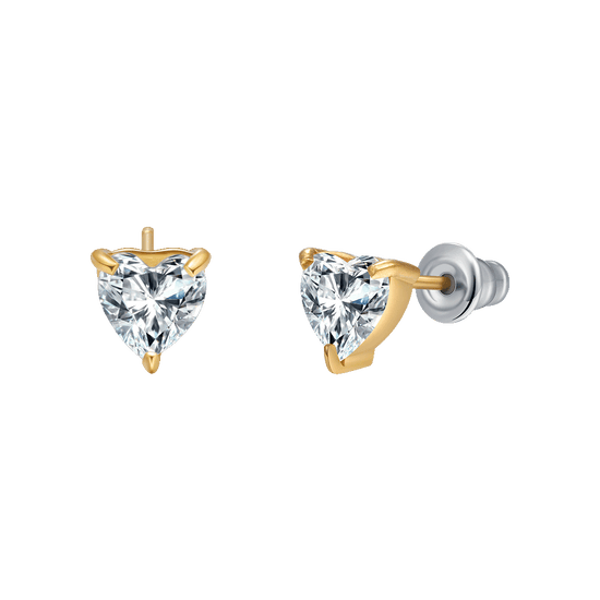 ORECCHINI DONNA IN ACCIAIO E  IP GOLD CON CUORE CRISTALLO BIANCO