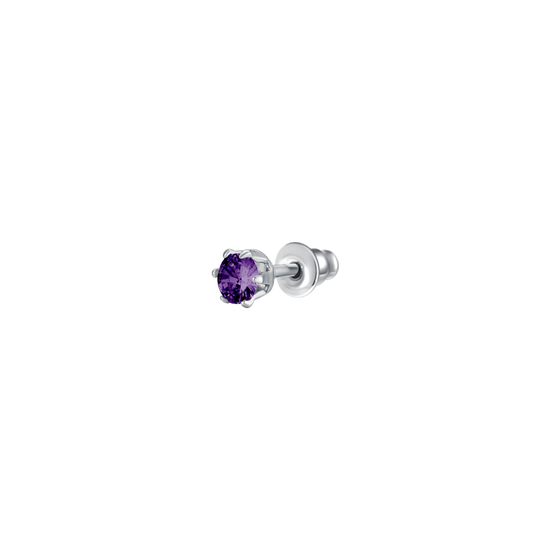 MONO ORECCHINO DONNA IN ACCIAIO CON ZIRCONE VIOLA