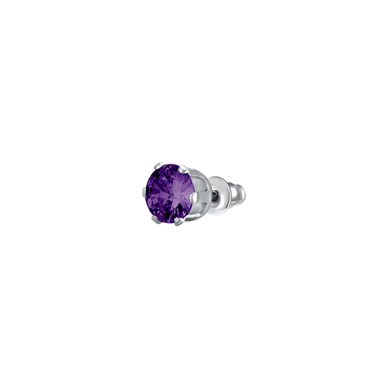 MONO ORECCHINO DONNA IN ACCIAIO CON ZIRCONE VIOLA
