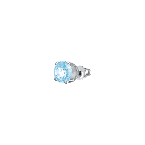 MONO ORECCHINO DONNA IN ACCIAIO CON ZIRCONE ACQUAMARINA
