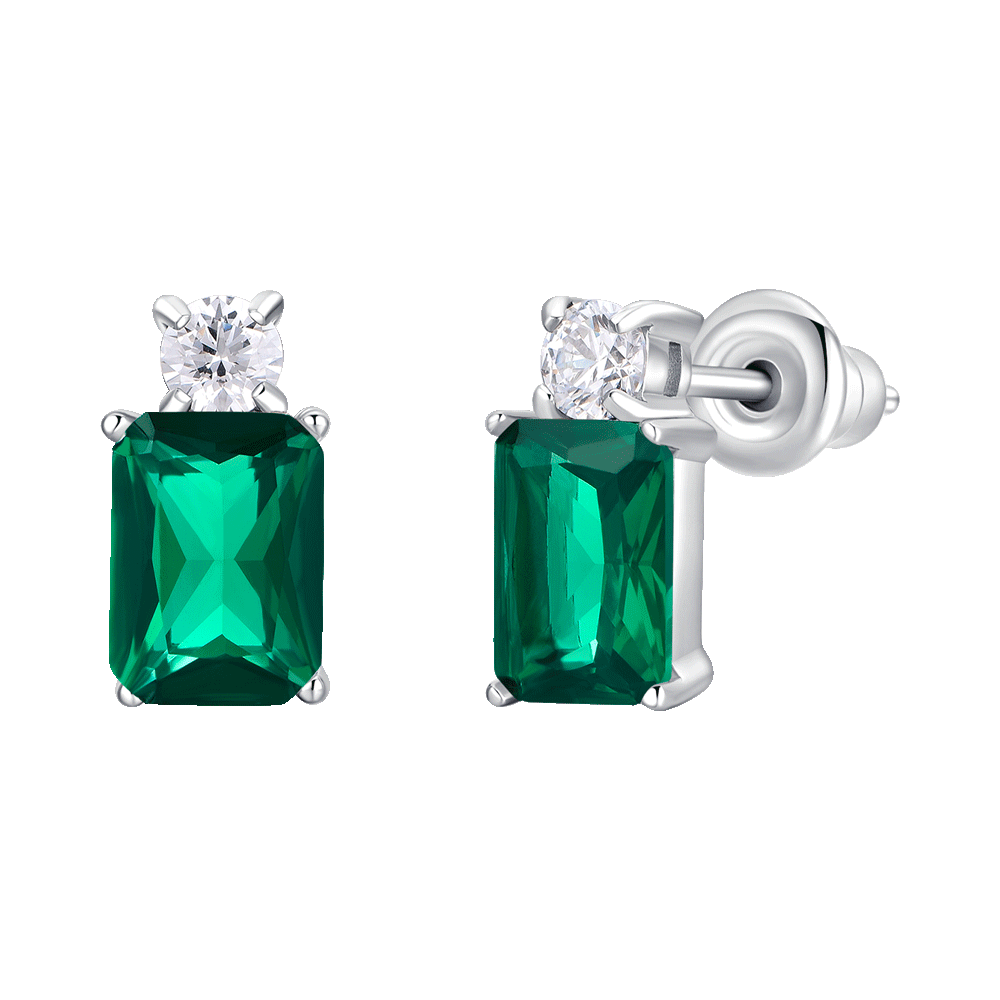 ORECCHINI DONNA IN ACCIAIO CON ZIRCONI VERDE E BIANCHI