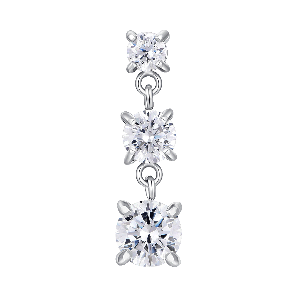 MONO ORECCHINI DONNA IN ACCIAIO CON ZIRCONI BIANCHI