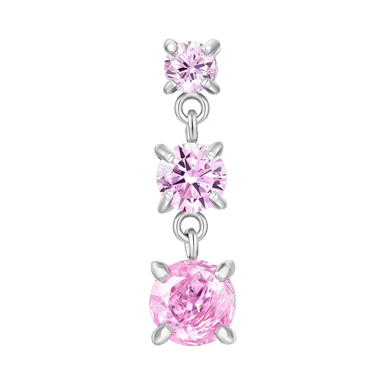 MONO ORECCHINI DONNA IN ACCIAIO CON ZIRCONI ROSA