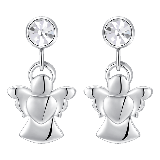 ORECCHINI DONNA IN ACCIAIO CON ANGELO E ZIRCONE BIANCO