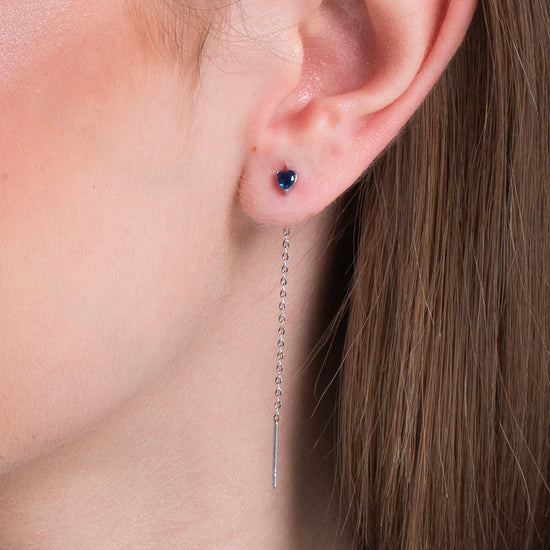 MONO ORECCHINO DONNA IN ACCIAIO CON CRISTALLO BLU