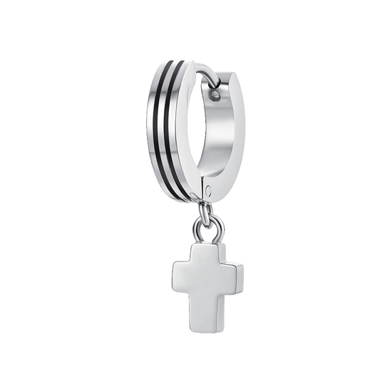 MONO STEEL MEN'S EARRING WITH CROSS