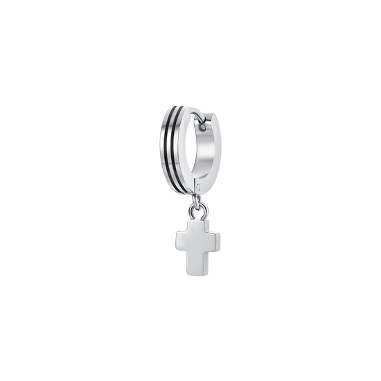 MONO STEEL MEN'S EARRING WITH CROSS