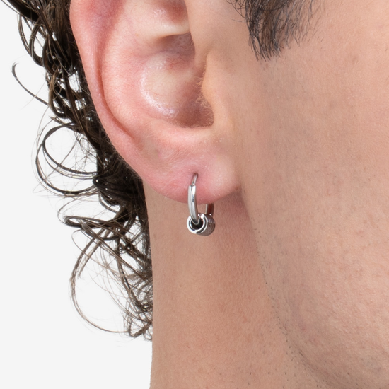 MONO ORECCHINO UOMO IN ACCIAIO CON ELEMENTO EFFETTO VINTAGE