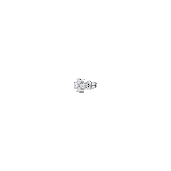 MONO ORECCHINO DONNA IN ACCIAIO CON QUADRIFOGLIO E PETALI CON ZIRCONE BIANCO