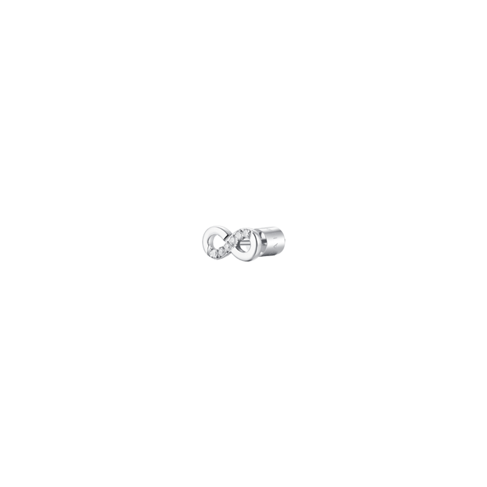 MONO ORECCHINO DONNA IN ACCIAIO CON INFINITO CON PUNTI LUCE ZIRCONE BIANCO