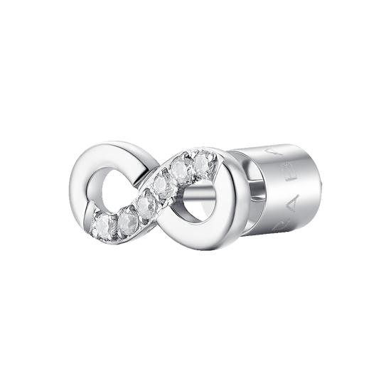MONO ORECCHINO DONNA IN ACCIAIO CON INFINITO CON PUNTI LUCE ZIRCONE BIANCO