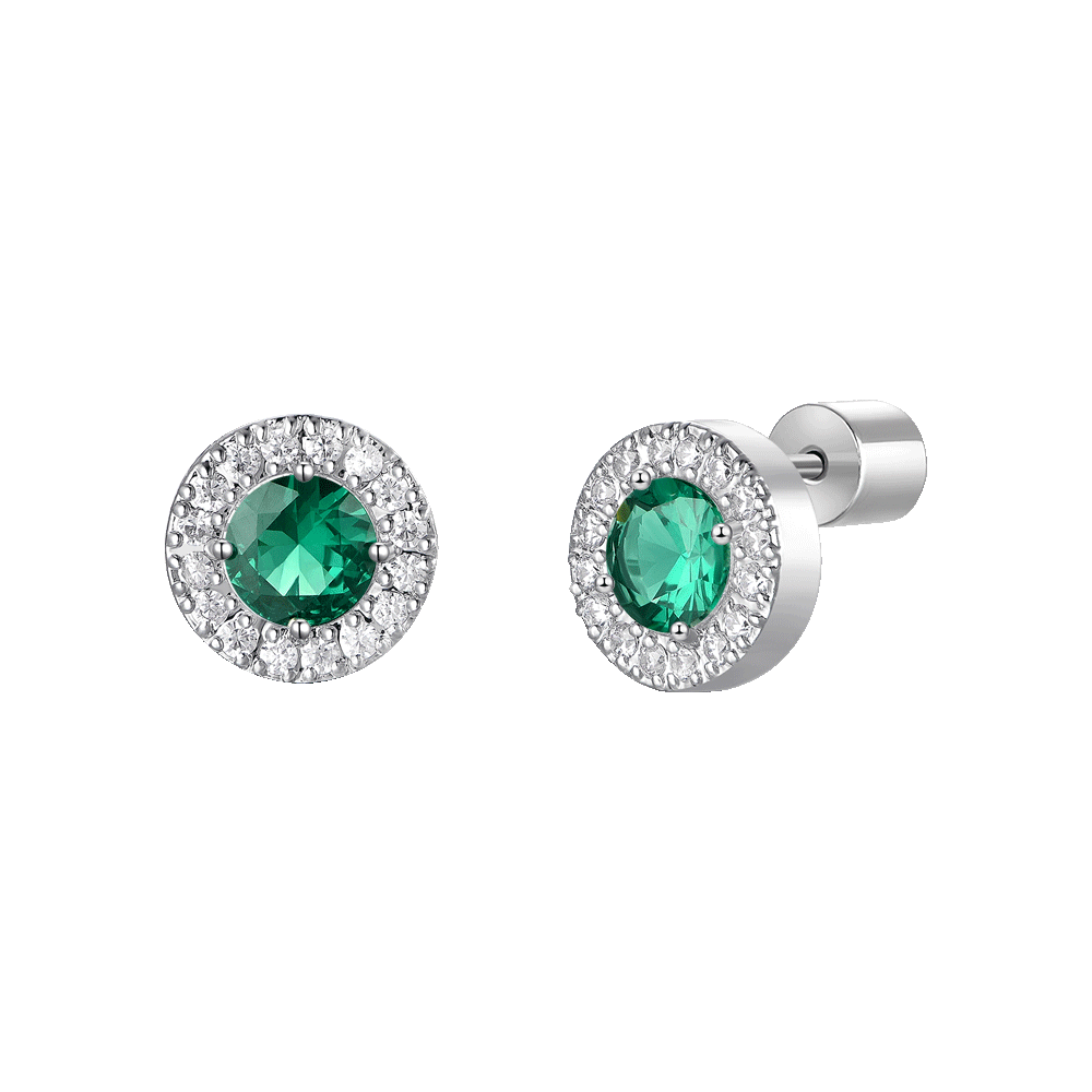 ORECCHINI DONNA IN ACCIAIO CON ELEMENTI CON ZIRCONI VERDI E BIANCHI