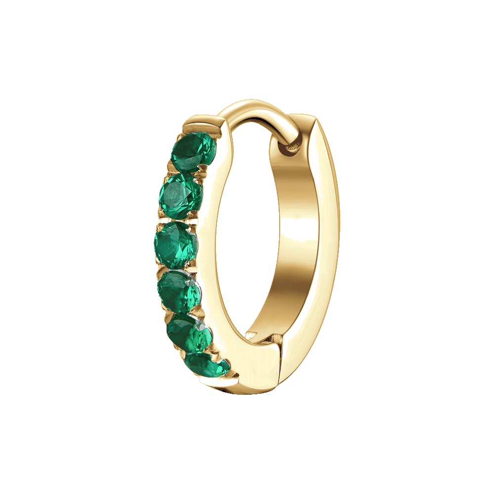 MONO ORECCHINO DONNA IN ACCIAIO IP GOLD CON ZIRCONI VERDI