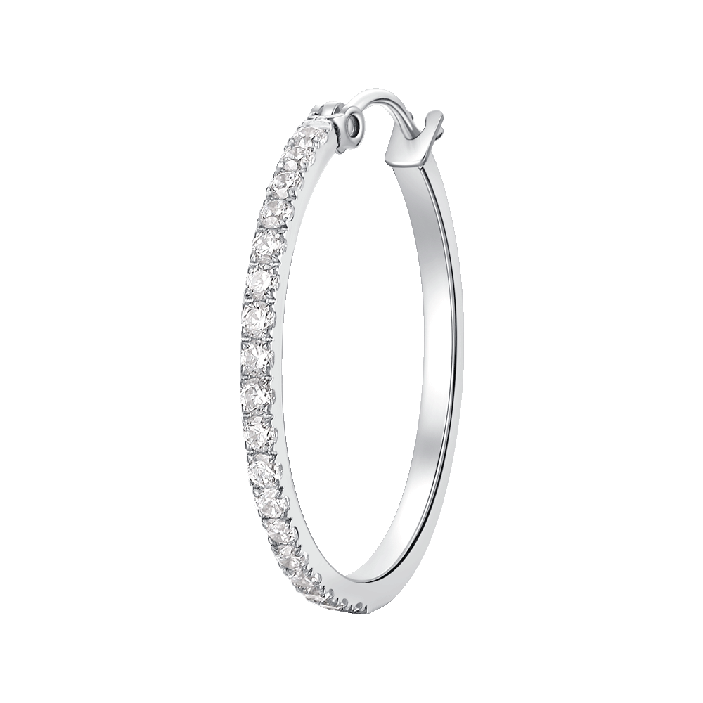 MONO ORECCHINO DONNA IN ACCIAIO CON ZIRCONI BIANCHI