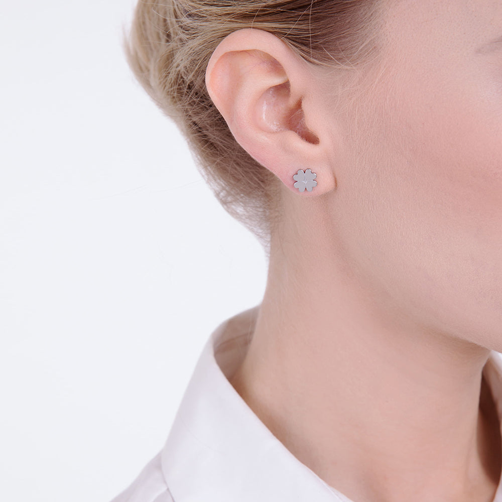 WOMEN'S STEEL FOUR-LEAF CLOVER EARRINGS