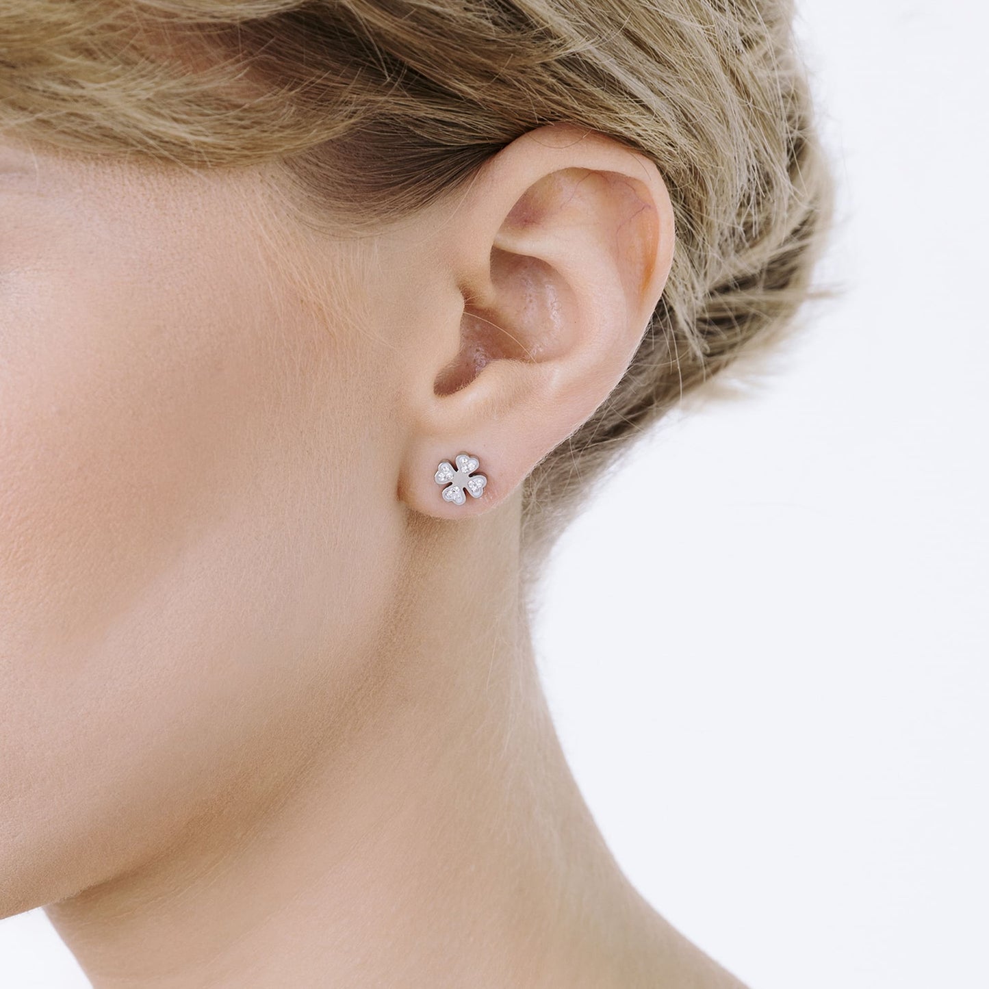 WOMAN'S EARRINGS IN STEEL WITH QUADRIFOGLIO AND CRYSTALS Luca Barra