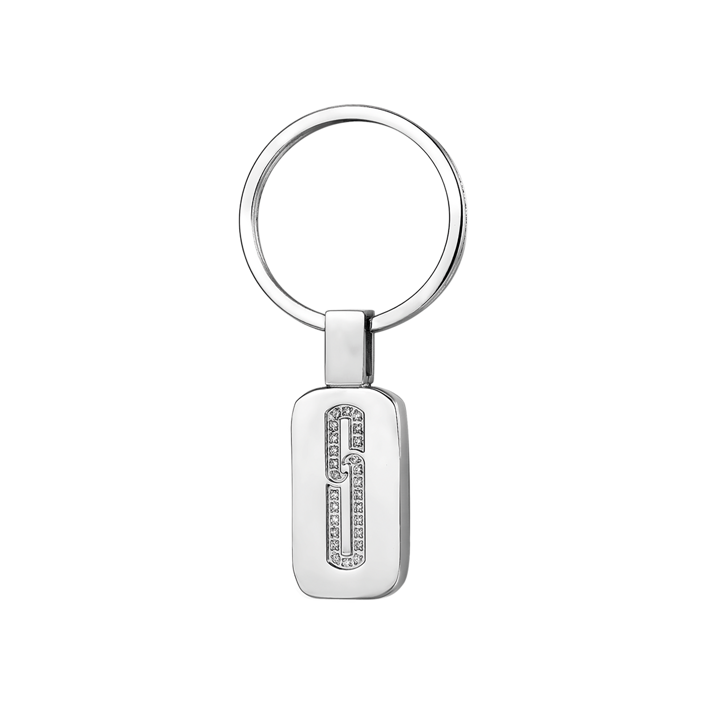 STEEL KEYRING WITH WHITE CRYSTALS Luca Barra