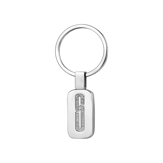 STEEL KEYRING WITH WHITE CRYSTALS Luca Barra