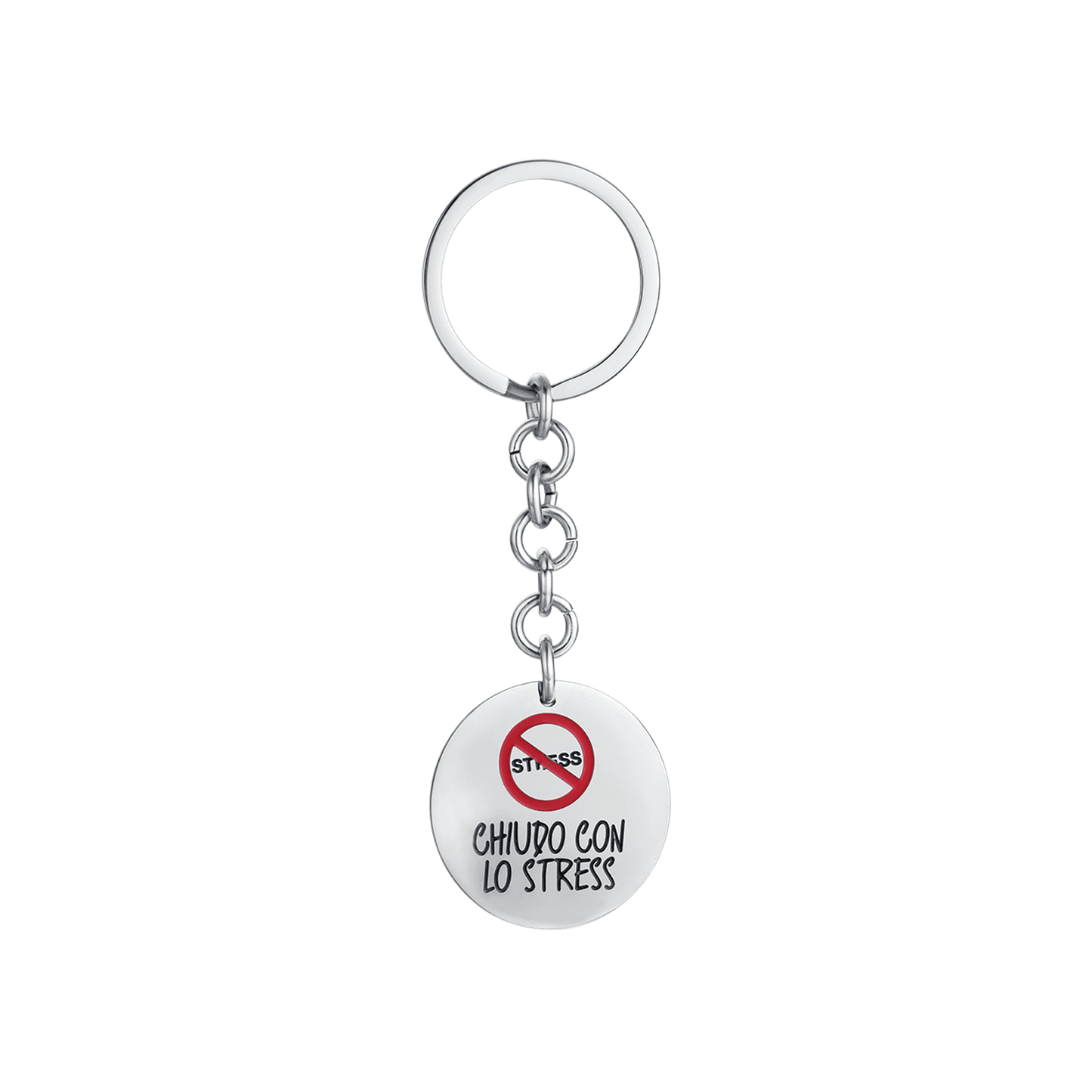 STEEL WOMEN'S KEYCHAIN WITH PHRASE I CLOSE WITH STRESS