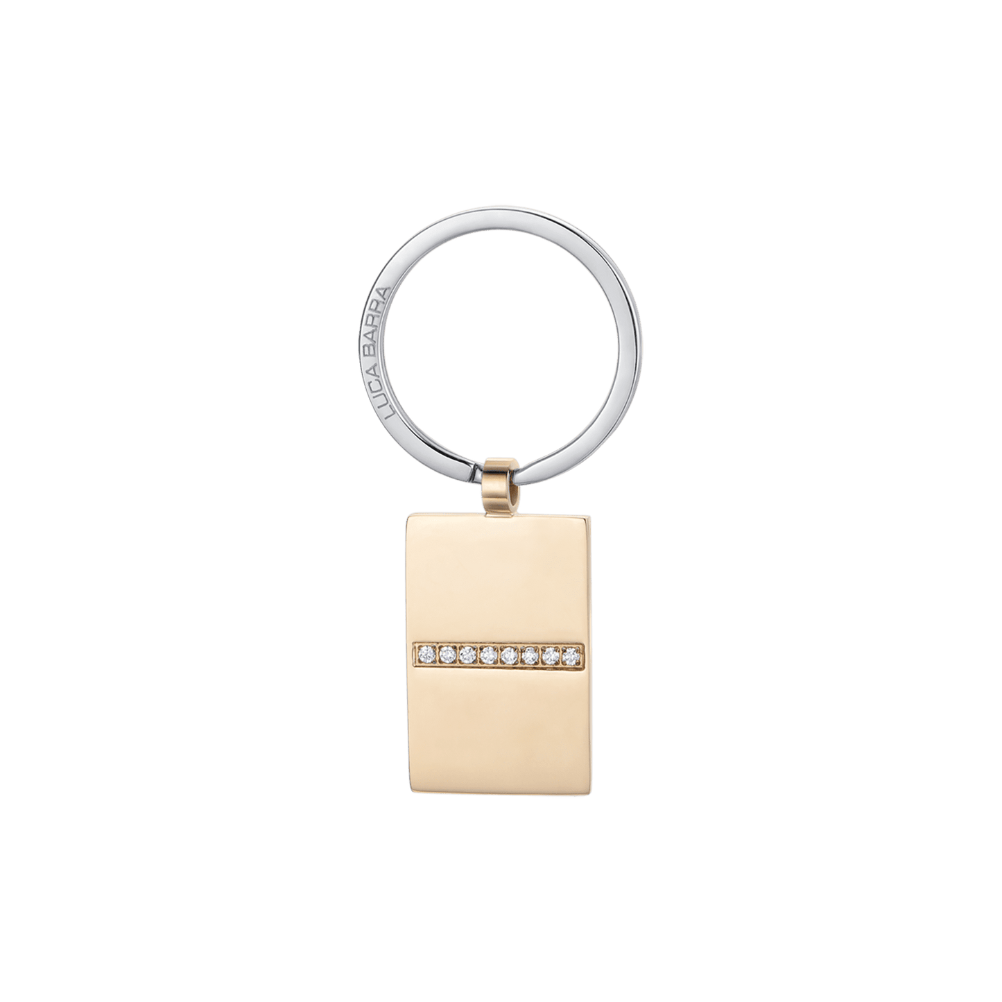 MEN'S STEEL KEY TAG WITH IP GOLD PLATE AND WHITE CRYSTALS Luca Barra