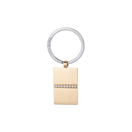 MEN'S STEEL KEY TAG WITH IP GOLD PLATE AND WHITE CRYSTALS Luca Barra