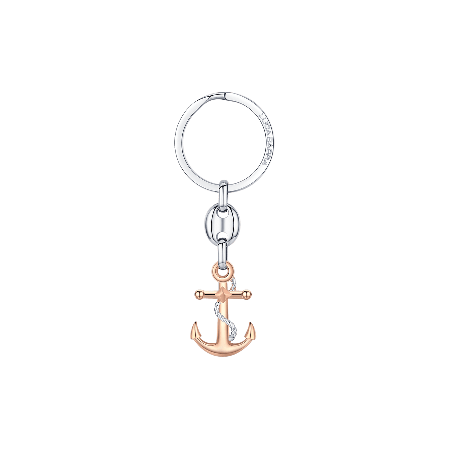 MEN'S STEEL KEYCHAIN WITH ANCHOR IP ROSE AND STEEL ELEMENT Luca Barra