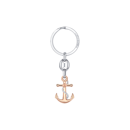 MEN'S STEEL KEYCHAIN WITH ANCHOR IP ROSE AND STEEL ELEMENT Luca Barra