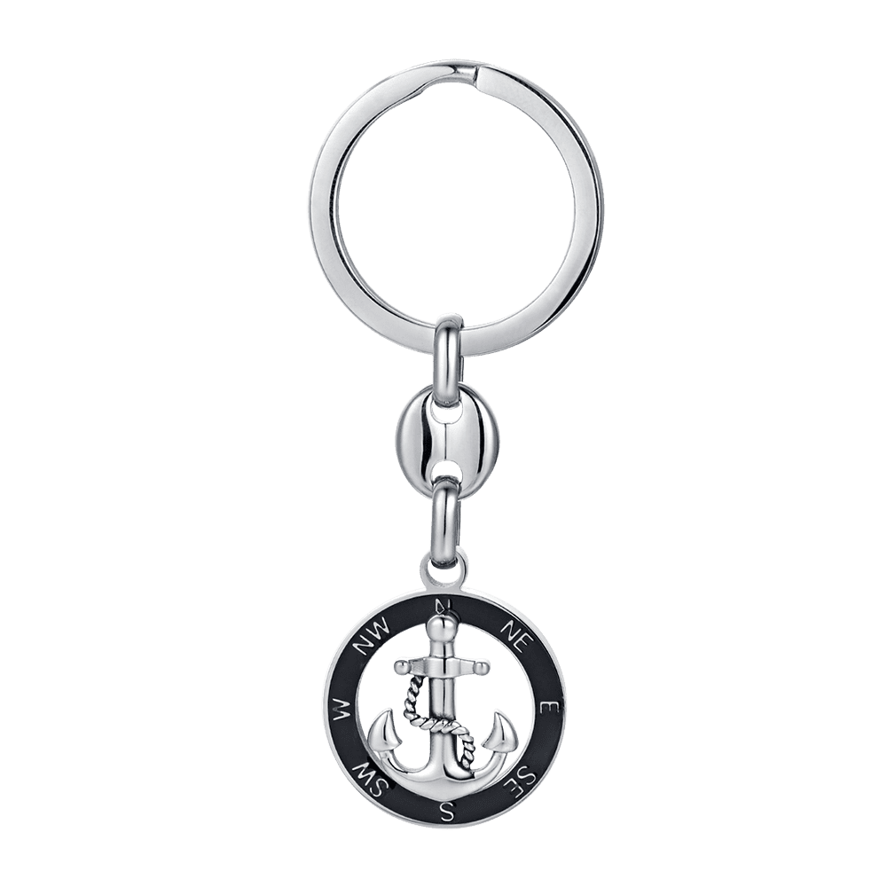 MEN'S KEYRING IN STEEL WITH ANCHOR WITH BLACK ENAMEL Luca Barra
