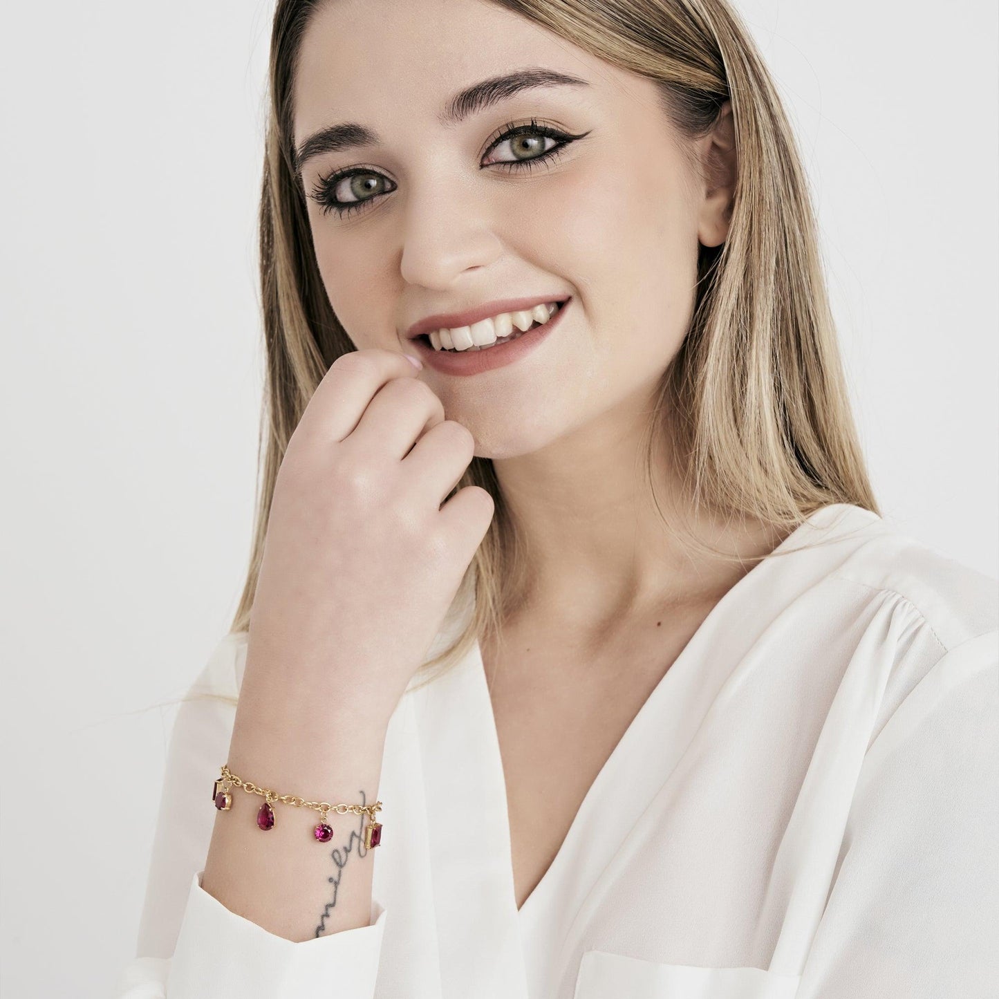 WOMAN'S BRACELET IN IP GOLD STEEL WITH CRYSTALS Luca Barra
