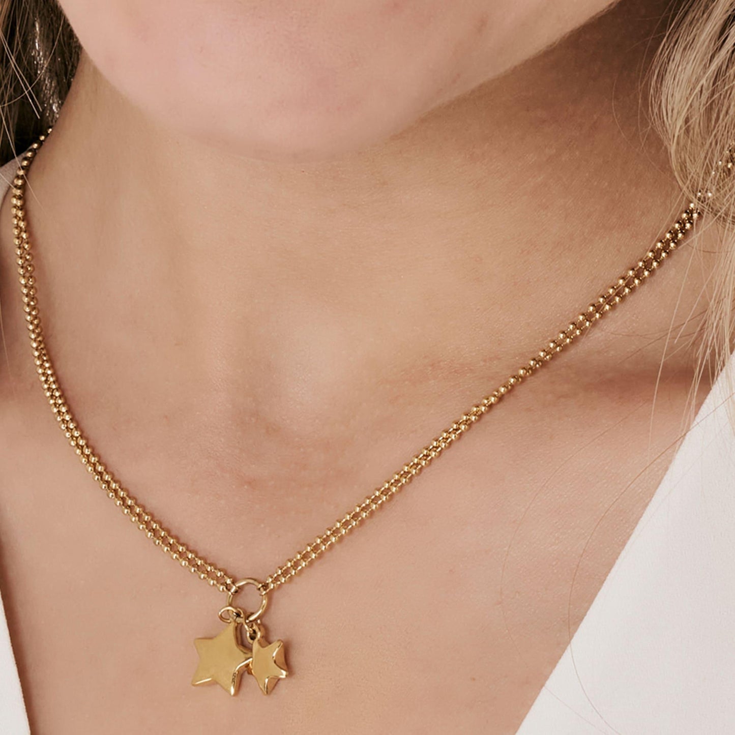 WOMAN'S NECKLACE IN STEEL IP GOLD WITH STARS Luca Barra