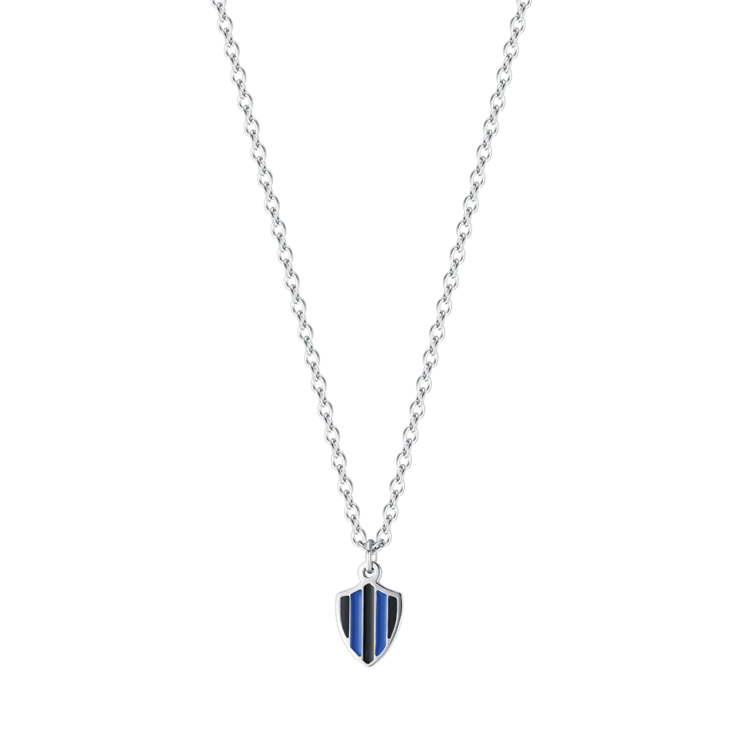 CHILD'S NECKLACE IN STEEL WITH BLACK AND BLUE ENAMEL Luca Barra