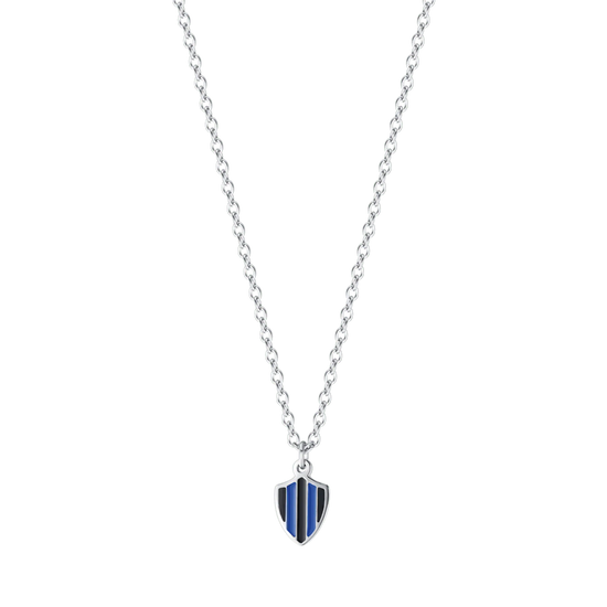 CHILD'S NECKLACE IN STEEL WITH BLACK AND BLUE ENAMEL Luca Barra