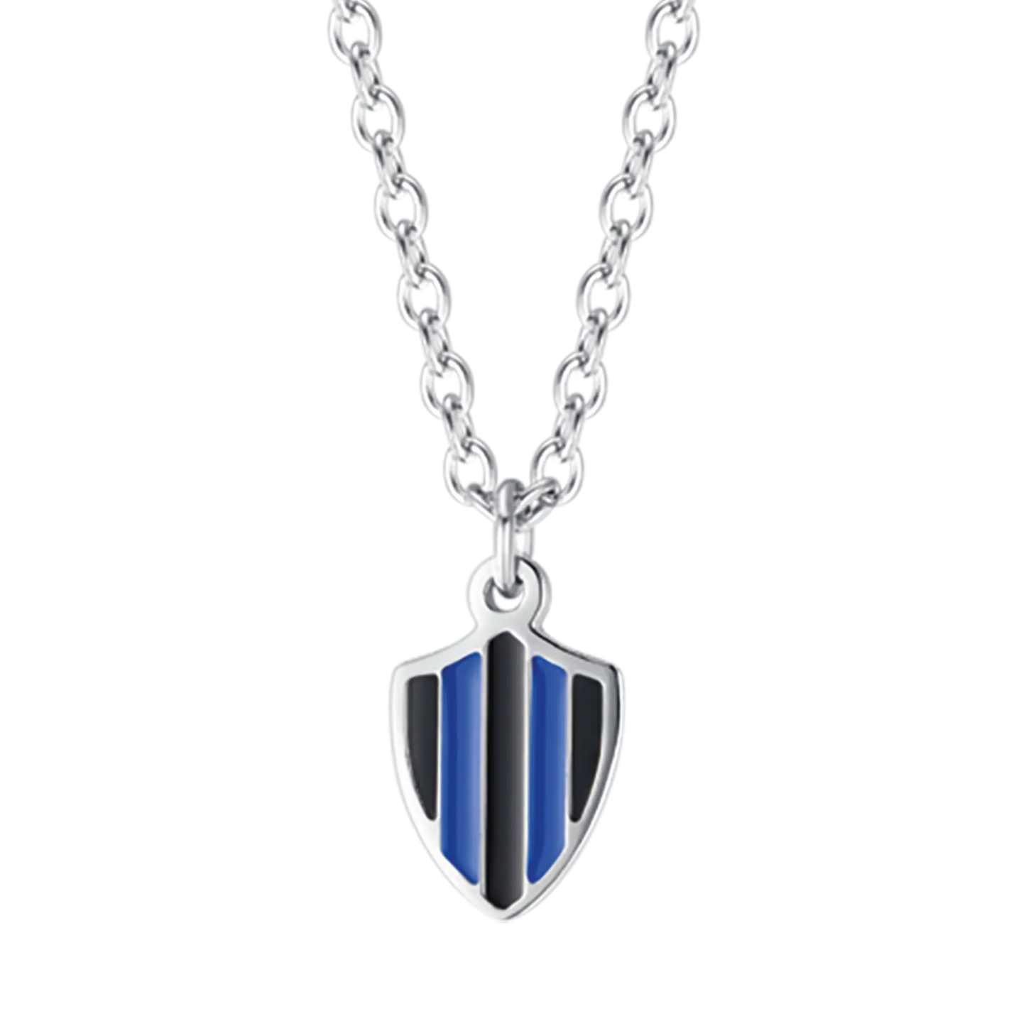 CHILD'S NECKLACE IN STEEL WITH BLACK AND BLUE ENAMEL Luca Barra