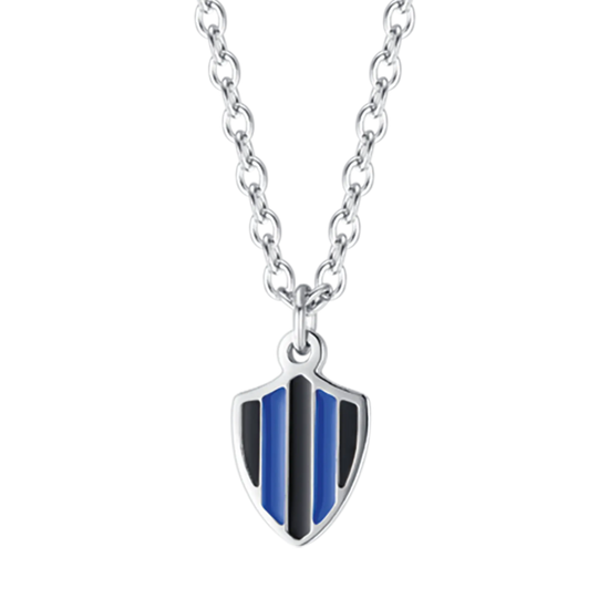 CHILD'S NECKLACE IN STEEL WITH BLACK AND BLUE ENAMEL Luca Barra