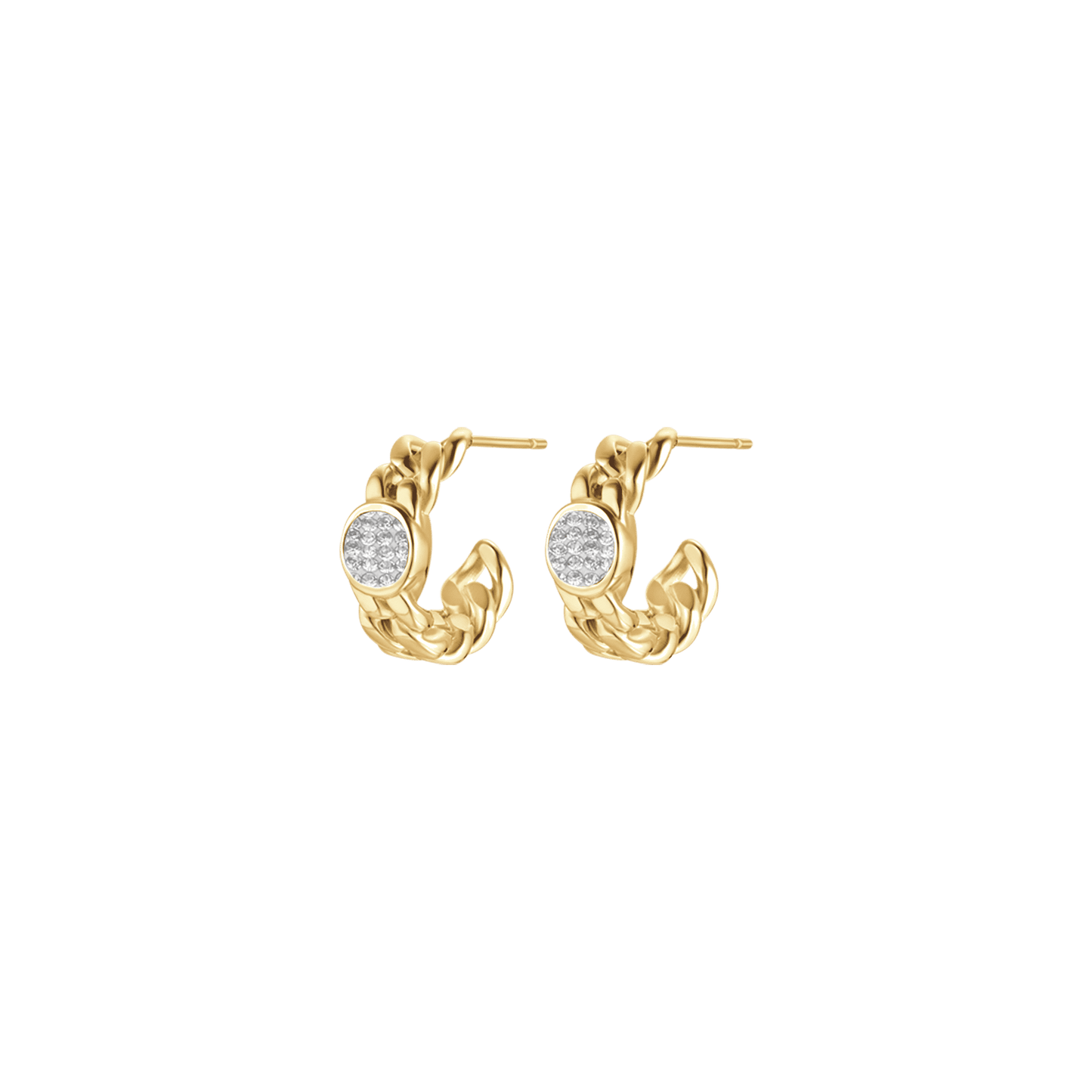 WOMAN'S EARRINGS IN IP GOLD STEEL AND WHITE CRYSTALS Luca Barra